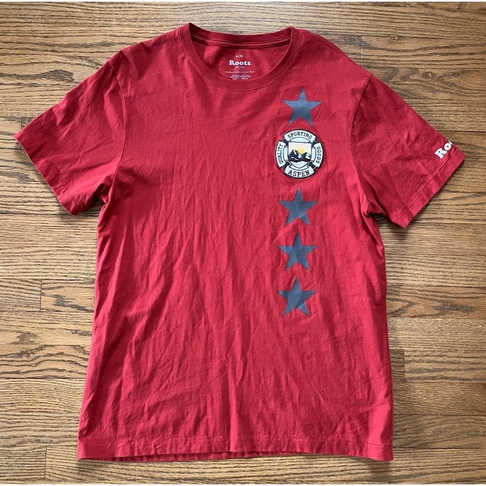 Roots Canada Apparel Aspen Sporting Goods Red T-Shirt Mens‎ Large